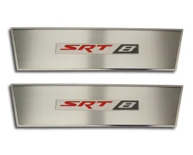 American Car Craft 2Pc Black Carbon Fiber Stainless Steel Door Badge Plate w/SRT8 Inlay Dodge Challenger 2008-2014