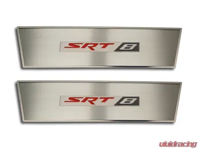American Car Craft 2Pc Black Solid Stainless Steel Door Badge Plate w/SRT8 Inlay Dodge Challenger 2008-2014 - ACC-151023-SBLK