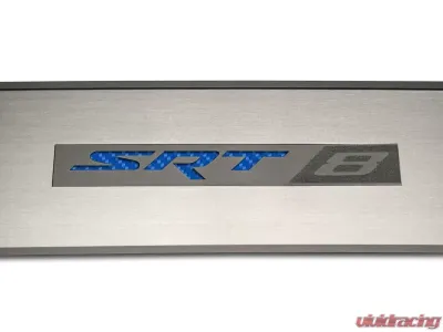 American Car Craft 2Pc Blue Carbon Fiber Stainless Steel Door Badge Plate w/SRT8 Inlay Dodge Challenger 2008-2014 - ACC-151023-BLU