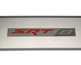 American Car Craft 2Pc Dark Blue Solid Stainless Steel Door Badge Plate w/SRT8 Inlay Dodge Challenger 2008-2014