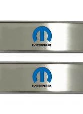 American Car Craft 2Pc Brushed Stainless Door Badge Plate w/Blue MOPAR Omega Inlay Dodge Challenger 2008-2014                                     - ACC-151030 - Image 2
