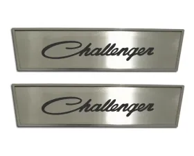 American Car Craft 2Pc Brushed Stainless Door Badge Plate w/Etched Challenger Classic Script Dodge Challenger 2008-2014
