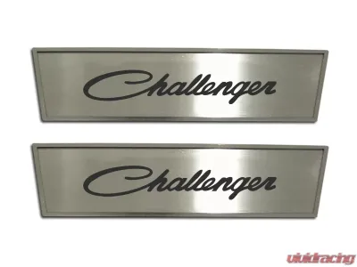 American Car Craft 2Pc Brushed Stainless Door Badge Plate w/Etched Challenger Classic Script Dodge Challenger 2008-2014 - ACC-151032