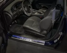 American Car Craft Blue LED Carbon Fiber Door Sills w/Polished Challenger Inlay Dodge Challenger 2008-2023