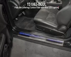 American Car Craft 2Pc Blue LED Carbon Fiber Door Sills Dodge Challenger 2008-2023