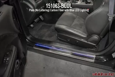 American Car Craft 2Pc Blue LED Carbon Fiber Door Sills Dodge Challenger 2008-2023 - ACC-151063-BLUL