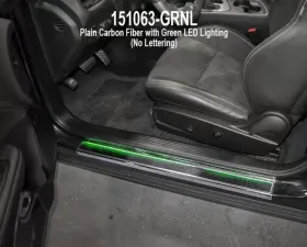 American Car Craft 2Pc Green LED Carbon Fiber Door Sills Dodge Challenger 2008-2023