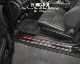 American Car Craft 2Pc Red LED Carbon Fiber Door Sills Dodge Challenger 2008-2023