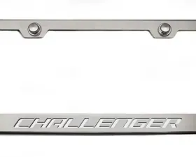 American Car Craft White Carbon Fiber Custom License Plate Frame w/Challenger Lettering