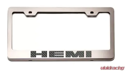 American Car Craft Black Carbon Fiber Stainless Steel Custom HEMI License Plate Frame - ACC-152024-BLK