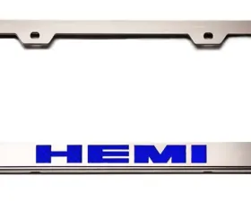 American Car Craft Blue Carbon Fiber Stainless Steel Custom HEMI License Plate Frame