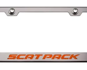 American Car Craft Orange Carbon Fiber Custom License Plate Frame w/Scat Pack Lettering