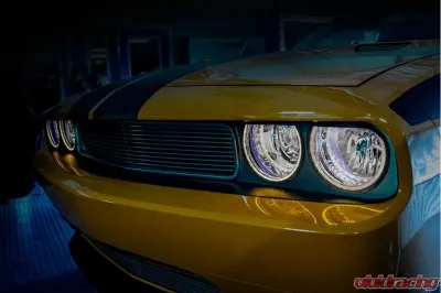 American Car Craft 2Pc Stainless Steel White LED Halo Headlight Surrounds Dodge Challenger 2008-2014 - ACC-152035-WHTL