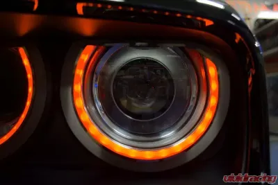 American Car Craft 2pc Orange LED Headlight Surrounds Dodge Challenger 2015-2023 - ACC-152036-ORGL