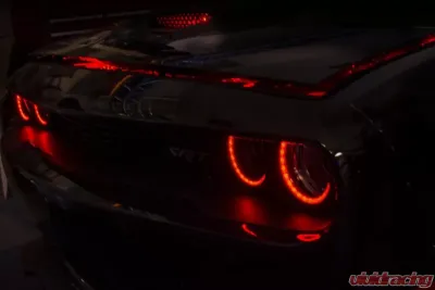 American Car Craft 2pc Red LED Headlight Surrounds Dodge Challenger 2015-2023 - ACC-152036-RDL