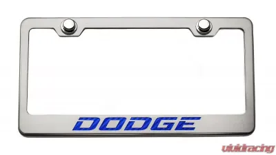 American Car Craft Blue Carbon Fiber Stainless Steel Custom Dodge License Plate Frame - ACC-152050-BLU