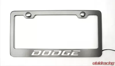 American Car Craft Illuminated White Stainless Steel Custom Dodge License Plate Frame - ACC-152050-WHTL