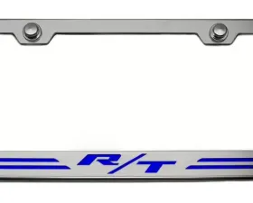 American Car Craft Blue Carbon Fiber Stainless Steel Custom R/T Dodge License Plate Frame