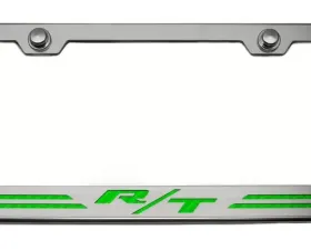 American Car Craft Green Carbon Fiber Stainless Steel Custom R/T Dodge License Plate Frame