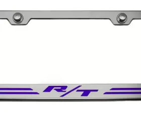 American Car Craft Illuminated Purple Stainless Steel Custom R/T Dodge License Plate Frame