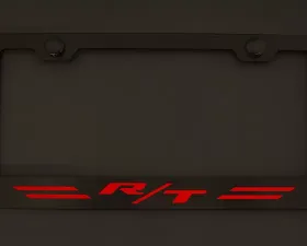 American Car Craft Illuminated Red Stainless Steel Custom R/T Dodge License Plate Frame