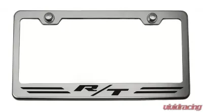 American Car Craft Black Carbon Fiber Stainless Steel Custom R/T Dodge License Plate Frame - ACC-152053-BLK