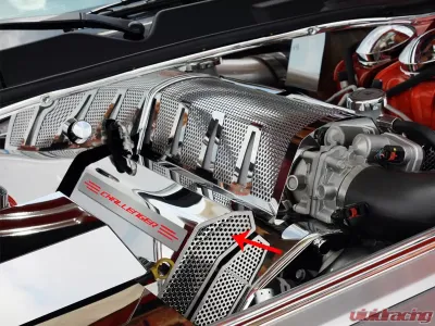 American Car Craft Blue LED Polished Stainless Fuel Rail Covers Stock Intake System Dodge Challenger SRT8 6.1L 2008-2011 - ACC-153036F-BLUL