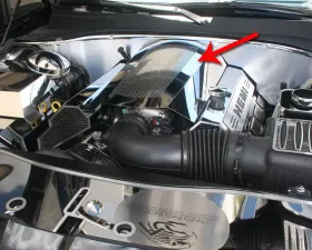 American Car Craft Blue LED Polished Illuminated Perforated Plenum Cover Dodge Challenger 5.7L 2009-2023