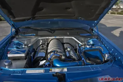 American Car Craft 2Pc Brushed Stainless Steel Firewall Extensions w/Hood Pin Switch Dodge Challenger 2008-2023 - ACC-153051