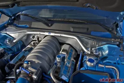 American Car Craft 2Pc Brushed Stainless Steel Firewall Extensions w/Hood Pin Switch Dodge Challenger 2008-2023 - ACC-153051