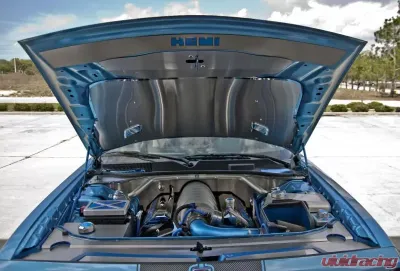 American Car Craft 2Pc Brushed Stainless Steel Firewall Extensions w/Hood Pin Switch Dodge Challenger 2008-2023 - ACC-153051