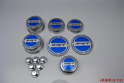 American Car Craft 13Pc Blue Carbon Fiber SRT Inlay Deluxe Fluid Shock Tower Cap Covers Dodge Challenger 6.2L 2008-2023 - ACC-153053-62BLU
