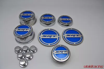 American Car Craft 13Pc Blue Carbon Fiber SRT Inlay Deluxe Fluid Shock Tower Cap Covers Dodge Challenger 6.2L 2008-2023 - ACC-153053-62BLU
