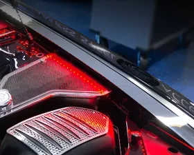 American Car Craft Stainless Steel Fender Caps w/Blue LED Light Kit Dodge Challenger 2008-2023