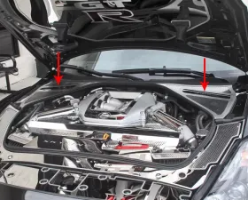 American Car Craft 4Pc Perforated Stainless Steel Battery Brake Fluid Cover Nissan GT-R 2010-2013