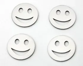 American Car Craft 4Pc Brushed Stainless Steel Smile Emoji Emblems