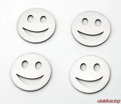 American Car Craft 4Pc Brushed Stainless Steel Smile Emoji Emblems - ACC-172009
