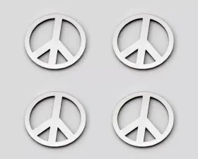 American Car Craft 4Pc Brushed Stainless Steel Peace Sign Emblems