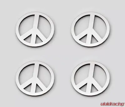 American Car Craft 4Pc Brushed Stainless Steel Peace Sign Emblems - ACC-172010