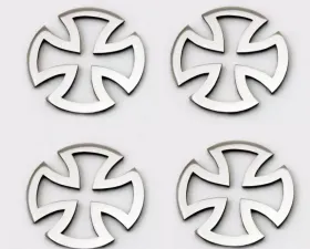 American Car Craft 4Pc Brushed Stainless Steel Iron Cross Emblems