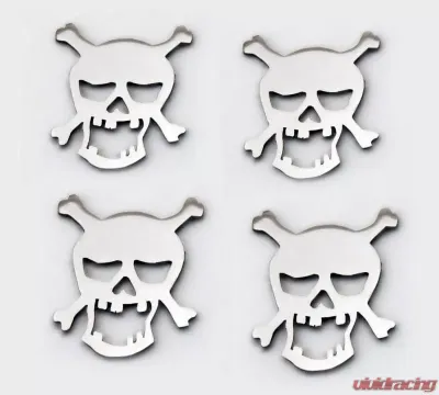 American Car Craft 4Pc Brushed Stainless Steel Pirate Skull Emblems - ACC-172014