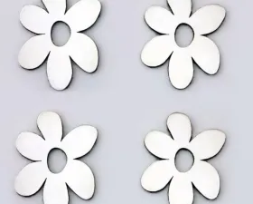 American Car Craft 4Pc Brushed Stainless Steel Daisy Flower Emblems