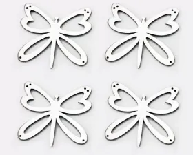 American Car Craft 4Pc Brushed Stainless Steel Butterfly Emblems