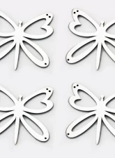 American Car Craft 4Pc Brushed Stainless Steel Butterfly Emblems                                     - ACC-172018 - Image 2