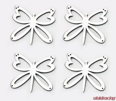 American Car Craft 4Pc Brushed Stainless Steel Butterfly Emblems - ACC-172018