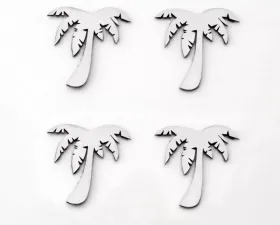 American Car Craft 4Pc Brushed Stainless Steel Palm Tree Emblems