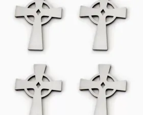 American Car Craft 4Pc Brushed Stainless Steel Celtic Cross Emblems