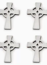 American Car Craft 4Pc Brushed Stainless Steel Celtic Cross Emblems                                     - ACC-172022 - Image 2