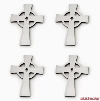 American Car Craft 4Pc Brushed Stainless Steel Celtic Cross Emblems - ACC-172022