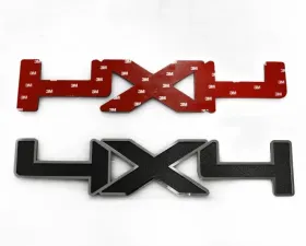 American Car Craft 2Pc Brushed 4x4 Black ABS Emblem w/Stainless Steel Trim